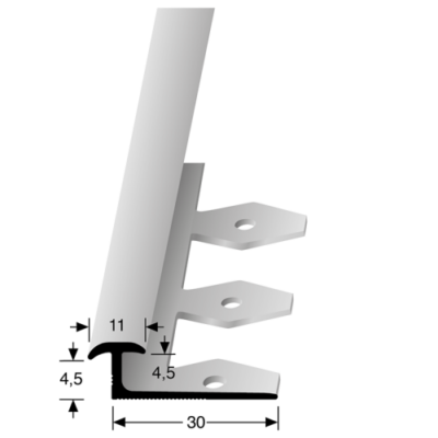 profil de transition pliable 345 pour PVC 4,5 mm argenté