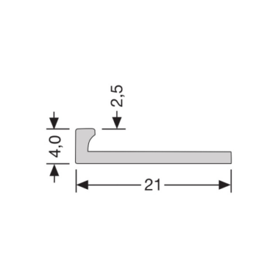 Profil d'extrémité de nivellement 2,5 mm PVC poli